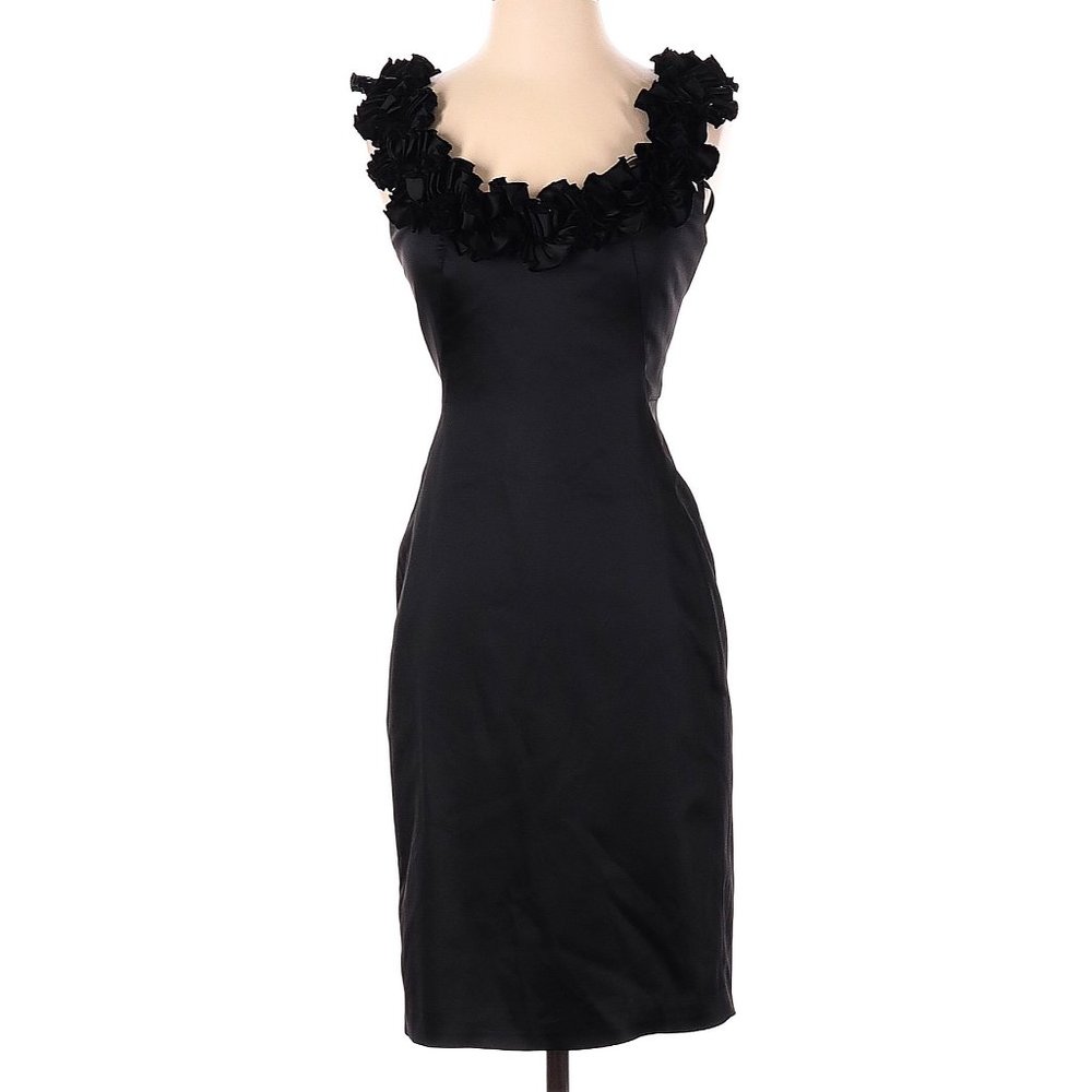 Satin Ruffle Formal / Cocktail Dress (NEW), Size 8, Black